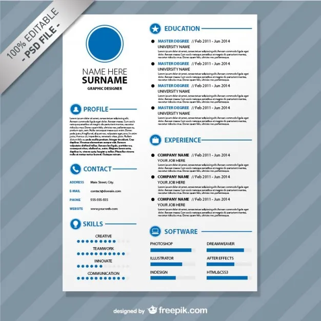 Download 9 Template Resume dan CV PSD Gratis 