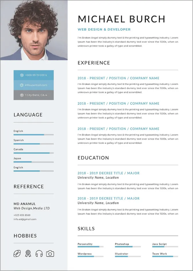 9 Template Resume atau CV Modern Download Gratis untuk Microsoft Word